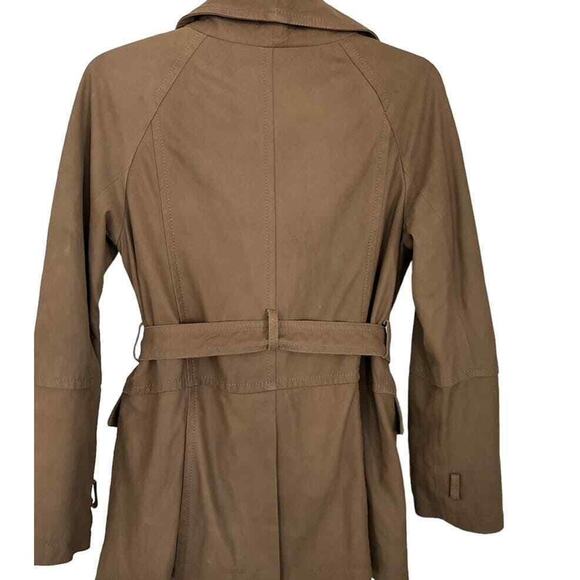 MAX MARA WEEKEND GOAT SKIN LEATHER DOUBLE BREASTED BELT TRENCH COAT SZ 2 - Picture 3 of 3